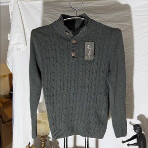 Men's Cable Knit Sweater - Dark Green